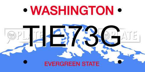 TIE73G Washington License Plate