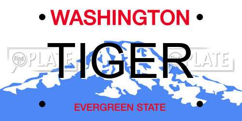 TIGER Washington License Plate