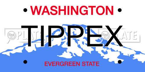 TIPPEX Washington License Plate
