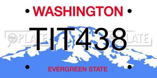 TIT438 Washington License Plate