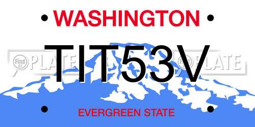 TIT53V Washington License Plate