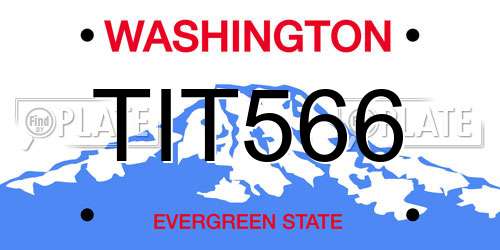 TIT566 Washington License Plate