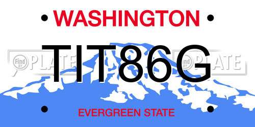 TIT86G Washington License Plate
