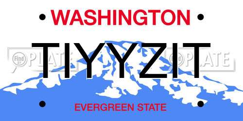 TIYYZIT Washington License Plate