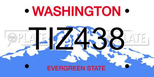 TIZ438 Washington License Plate