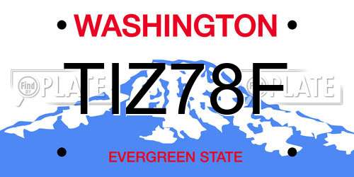 TIZ78F Washington License Plate