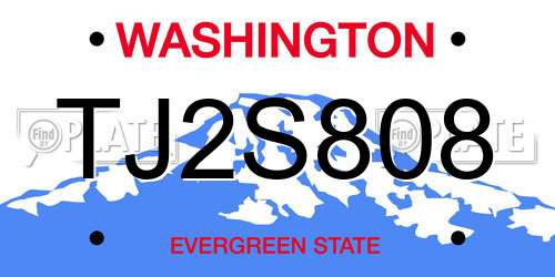 TJ2S808 Washington License Plate