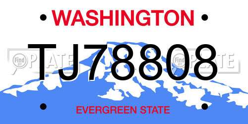 TJ78808 Washington License Plate