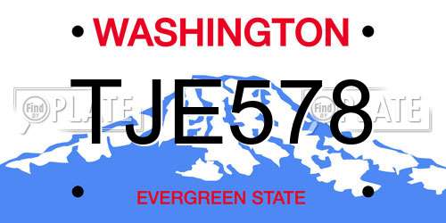 TJE578 Washington License Plate