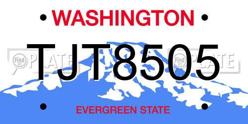 TJT8505 Washington License Plate