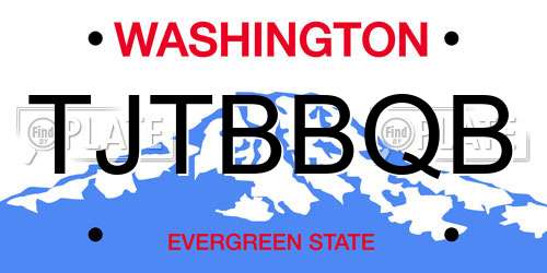 TJTBBQB Washington License Plate