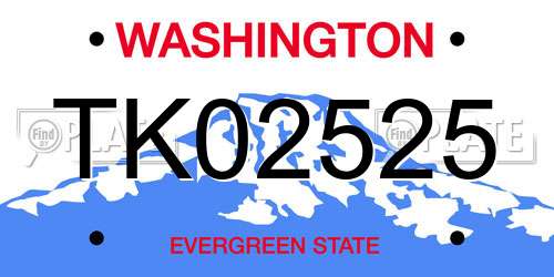 TK02525 Washington License Plate