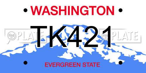 TK421 Washington License Plate