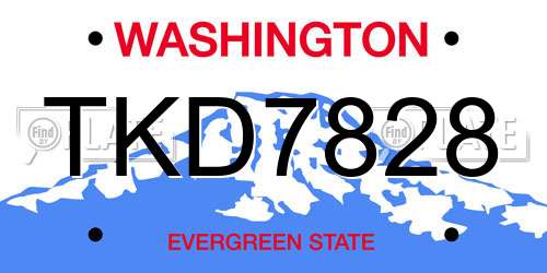 TKD7828 Washington License Plate