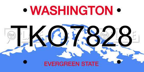 TKO7828 Washington License Plate