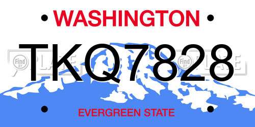 TKQ7828 Washington License Plate