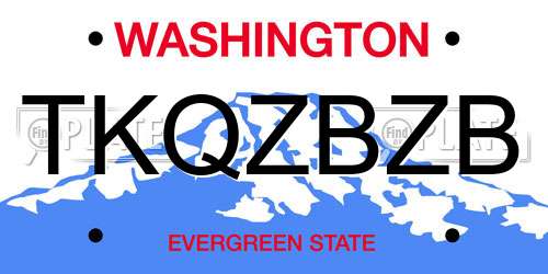 TKQZBZB Washington License Plate
