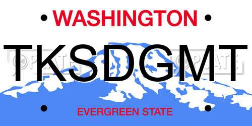 TKSDGMT Washington License Plate