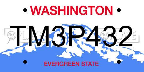 TM3P432 Washington License Plate