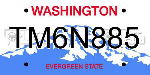 TM6N885 Washington License Plate