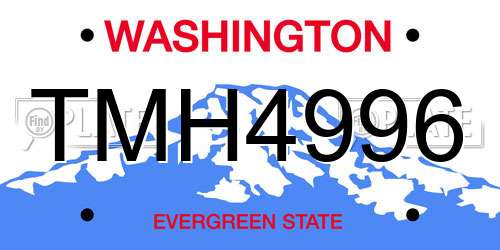 TMH4996 Washington License Plate