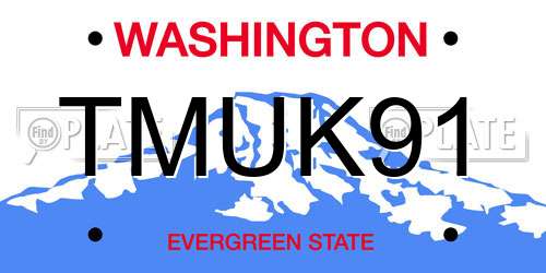 TMUK91 Washington License Plate