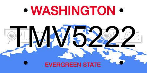 TMV5222 Washington License Plate