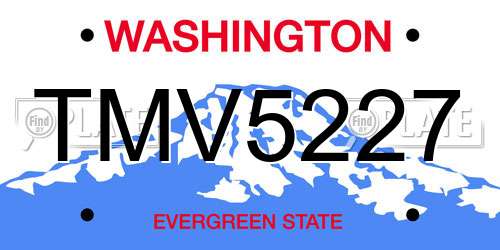 TMV5227 Washington License Plate