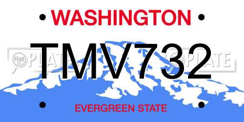 TMV732 Washington License Plate