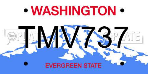 TMV737 Washington License Plate