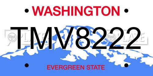 TMV8222 Washington License Plate