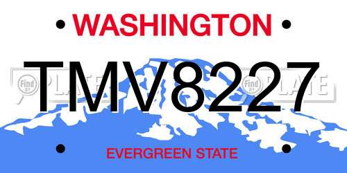 TMV8227 Washington License Plate