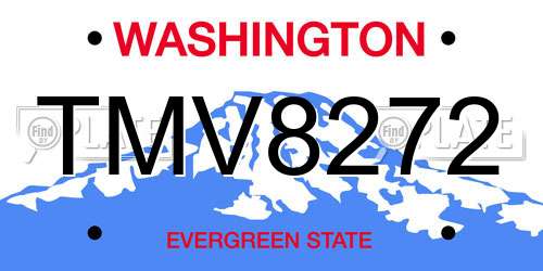 TMV8272 Washington License Plate