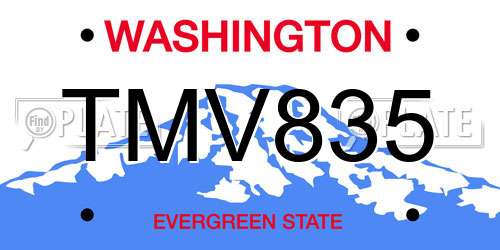 TMV835 Washington License Plate