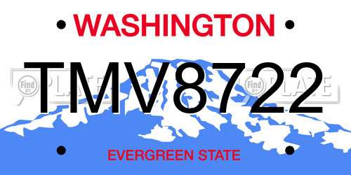 TMV8722 Washington License Plate