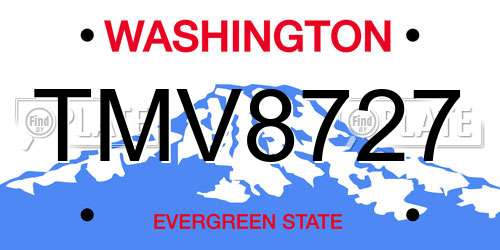 TMV8727 Washington License Plate