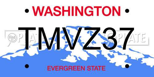 TMVZ37 Washington License Plate