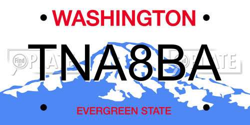 TNA8BA Washington License Plate