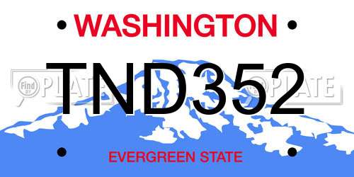 TND352 Washington License Plate