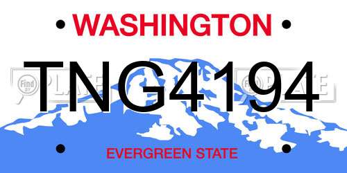 TNG4194 Washington License Plate