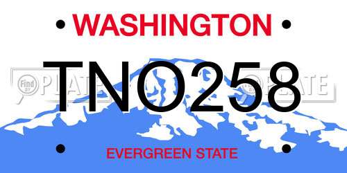TNO258 Washington License Plate