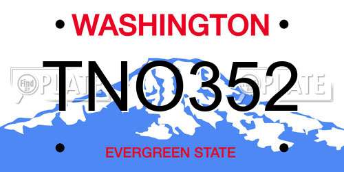 TNO352 Washington License Plate