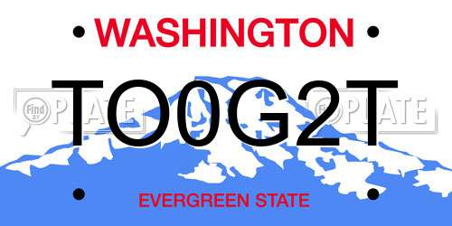TO0G2T Washington License Plate