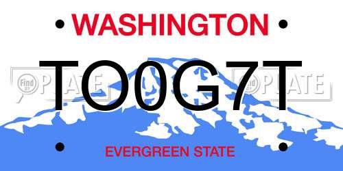 TO0G7T Washington License Plate