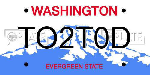 TO2T0D Washington License Plate