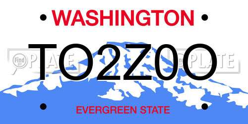 TO2Z0O Washington License Plate