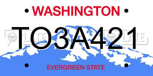 TO3A421 Washington License Plate