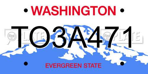 TO3A471 Washington License Plate