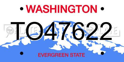 TO47622 Washington License Plate