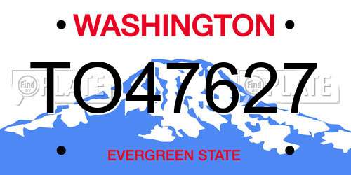 TO47627 Washington License Plate